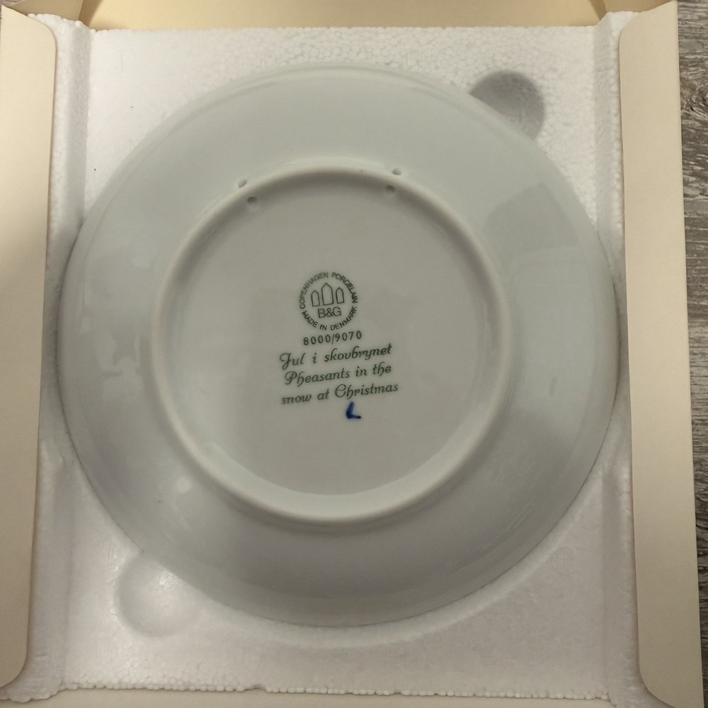 VTG BING GRONDAHL 1970 JULE AFTER CHRISTMAS PLATE PHEASANTS IN THE SNOW With Box - Picture 4 of 6